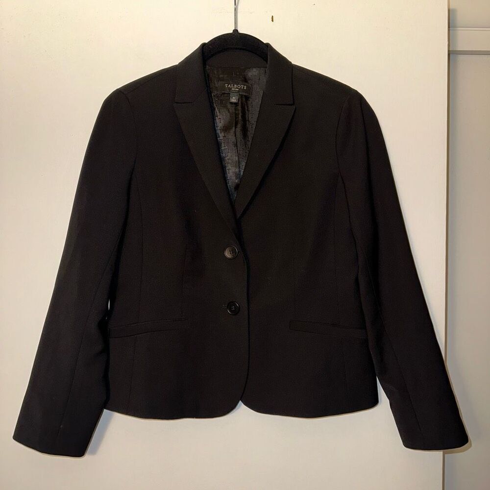 Talbots Petites Women’s Black Button Close Blazer Jacket Size 4P